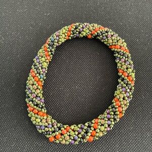 Unique Frankenstein Halloween colors endless spiral beaded bracelet